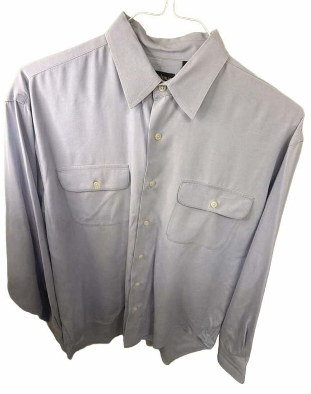 Joseph & Lyman Mens M Silk Cotton Shirt Light Blue Button Up Double Pocket